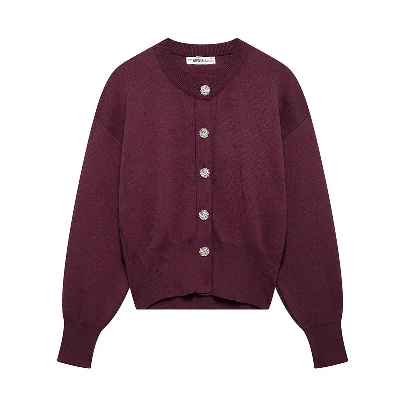 Zweiteiler Damen – Retro Strickjacke & Minirock im Slim Fit